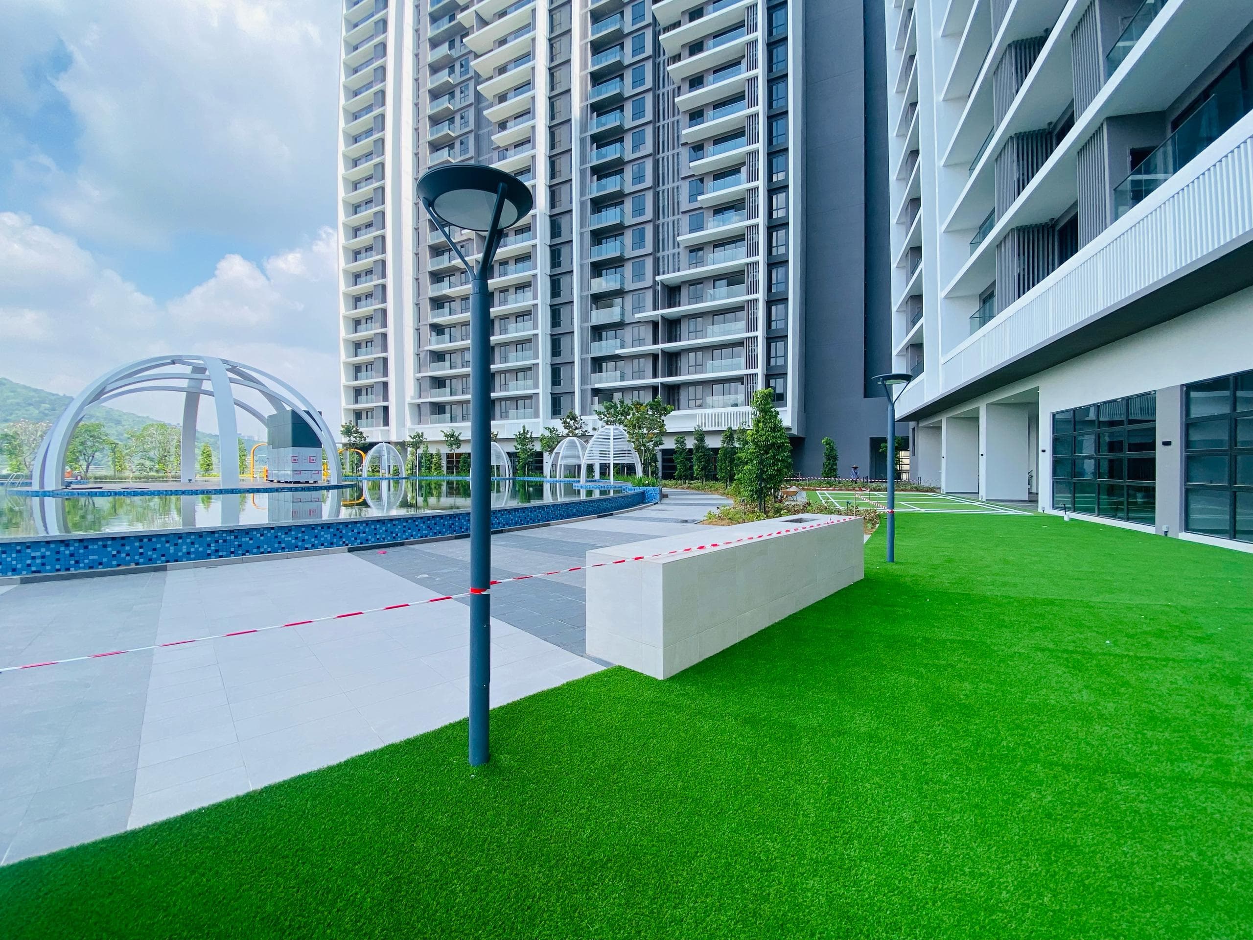 Artificial grass installation at Trinity Sensoria in Ampang, view 1