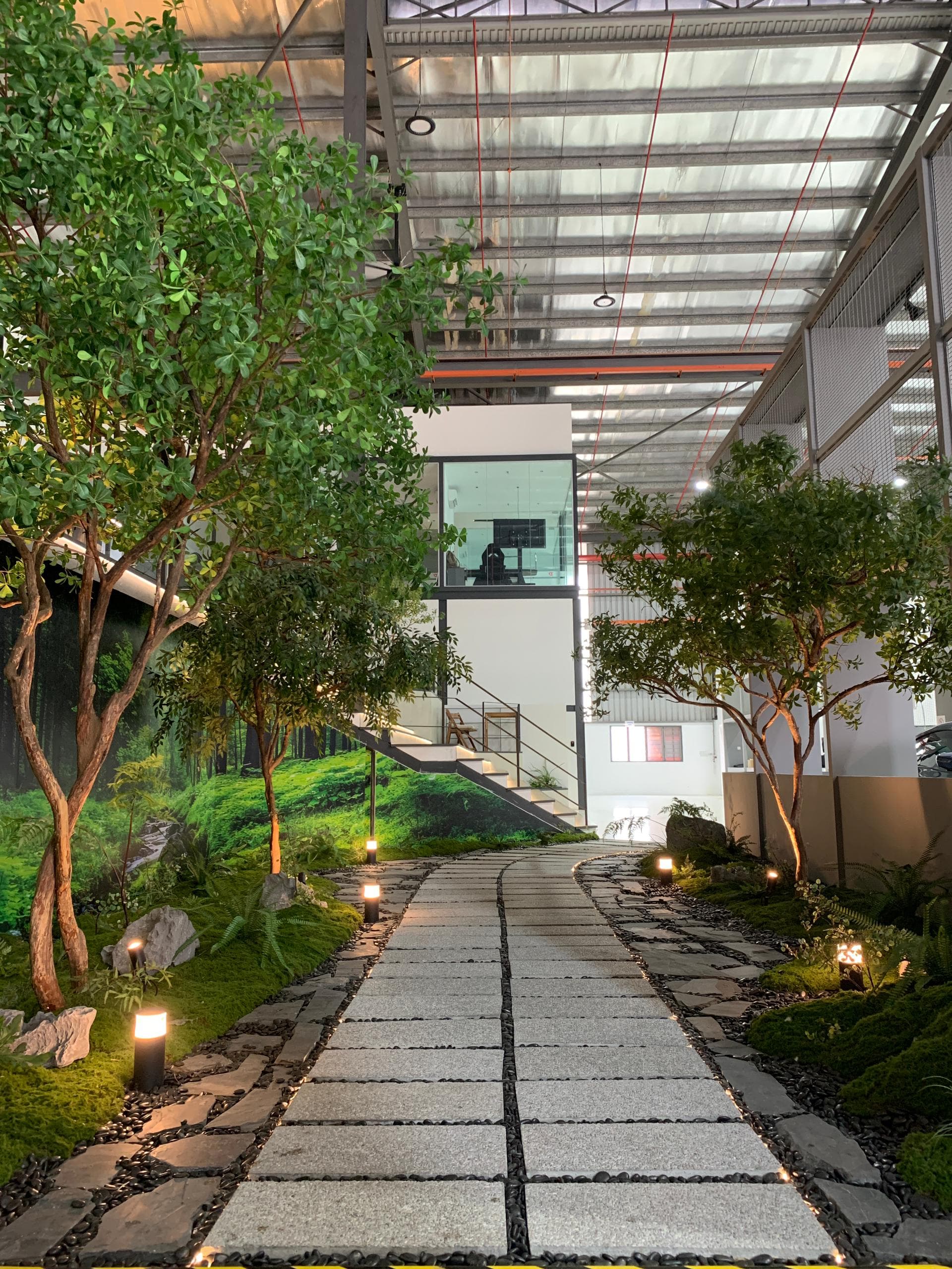 Artificial planting installation at D'Hub Sports Car Centre in Klang, view 1